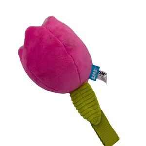 BARK Pink Tulip Plush Dog Toy Squeaky Chew Toy Pet‎ Play Fun